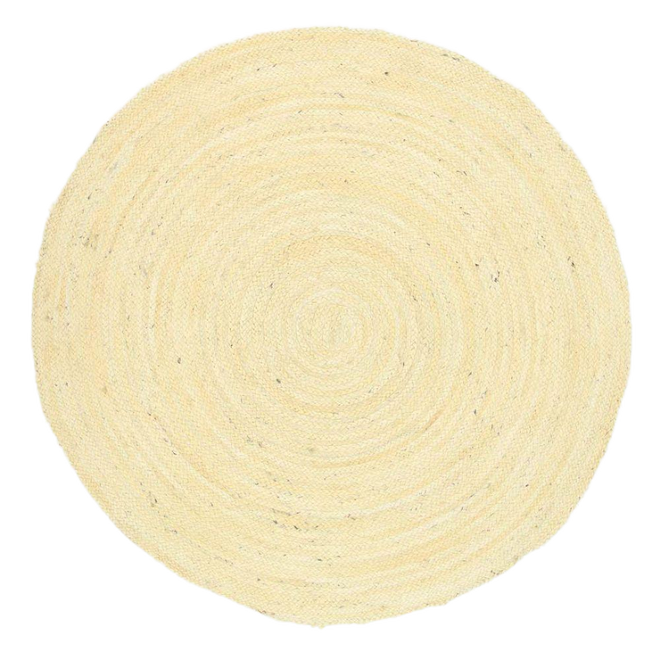  Natural Fibres Classic Bleached Hand Woven Jute Round Hand Woven Floor Rug - 1