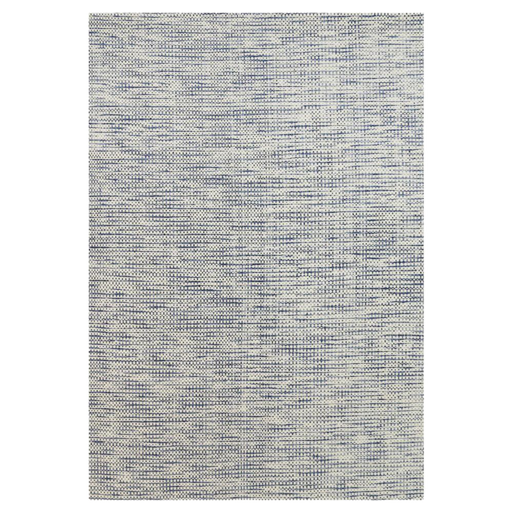  Natural Fibres Scandi Nord Blue Flat Weave Hand Woven Wool Pile Hand Woven Floor Rug - 1