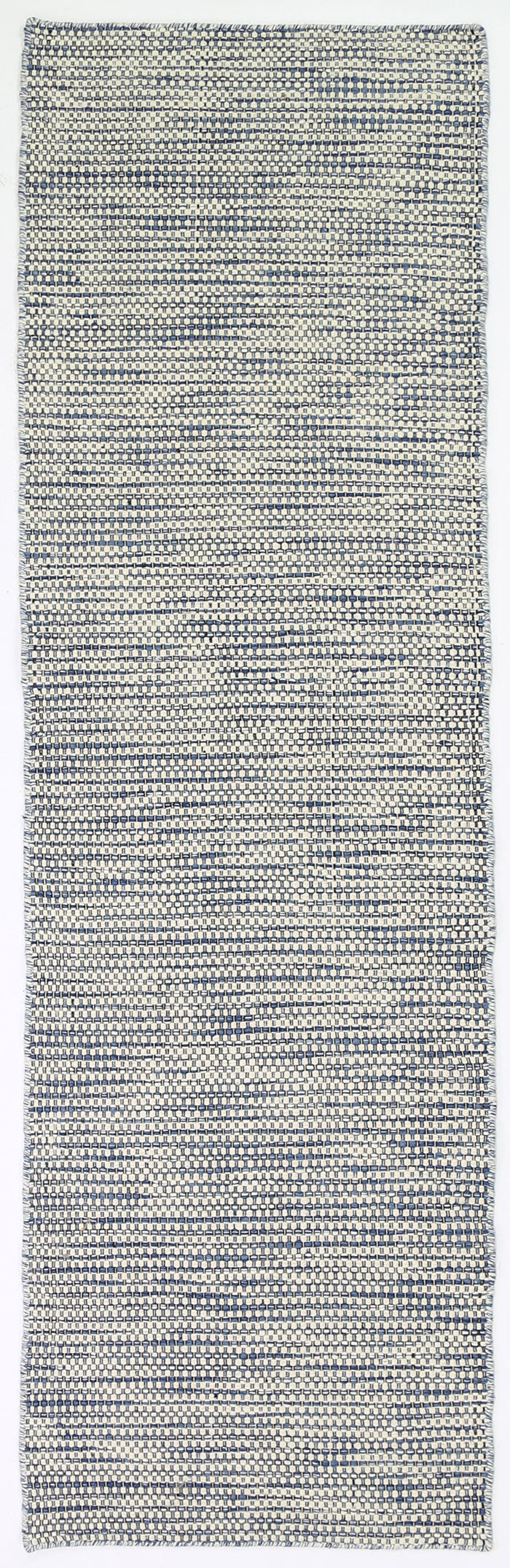  Natural Fibres Scandi Nord Blue Flat Weave Hand Woven Wool Pile Floor Runner - 2