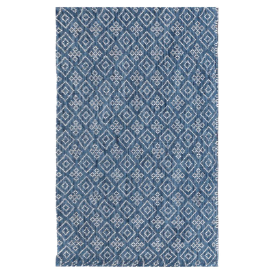 Belle Blue Hand Woven Pure Wool Low Pile Floor rug
