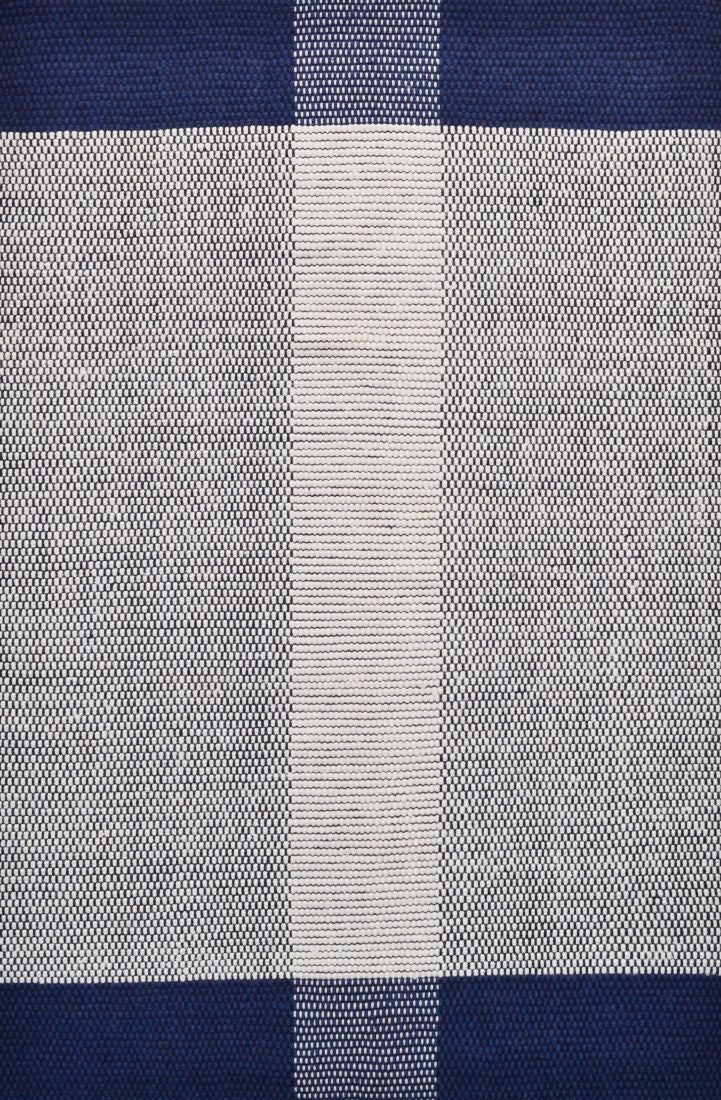  Natural Fibres Boondi Ivory and Navy - Modern Flat Weave Pure Wool Fully Reversible Hand Woven Floor Rug  - 9