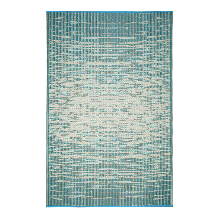  Natural Fibres Brooklyn Teal and White Recycled Plastic Indoor Outdoor Hand Woven Floor Rug  - 1