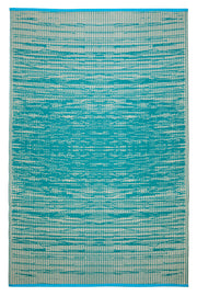  Natural Fibres Brooklyn Teal and White Recycled Plastic Indoor Outdoor Hand Woven Floor Rug  - 2