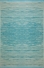  Natural Fibres Brooklyn Teal and White Recycled Plastic Indoor Outdoor Hand Woven Floor Rug  - 4