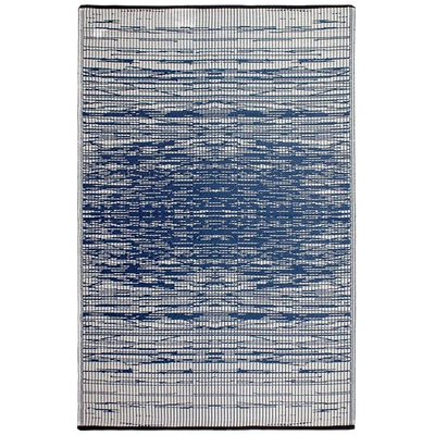  Natural Fibres Brooklyn Blue and WHITE Recycled Plastic Indoor Outdoor Hand Woven Floor Rug  - 1