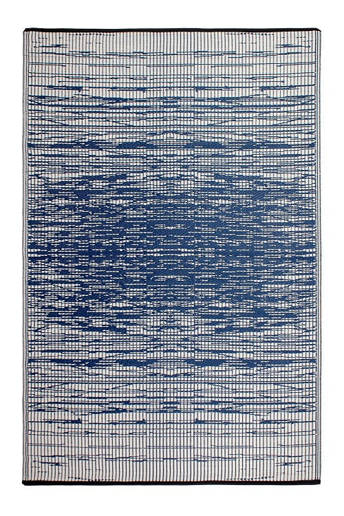  Natural Fibres Brooklyn Navy and White Recycled Plastic Indoor Outdoor Hand Woven Floor Rug  - 2