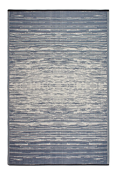  Natural Fibres Brooklyn Navy and White Recycled Plastic Indoor Outdoor Hand Woven Floor Rug  - 3