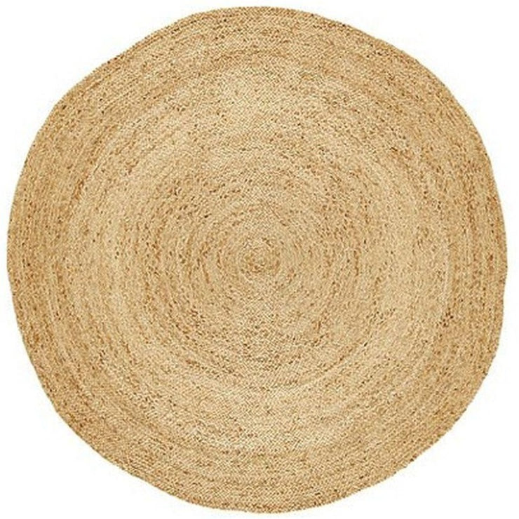  Natural Fibres Jute - Centro Gold Extra Thick Hand Braided Round Hand Woven Floor Rug  - 1