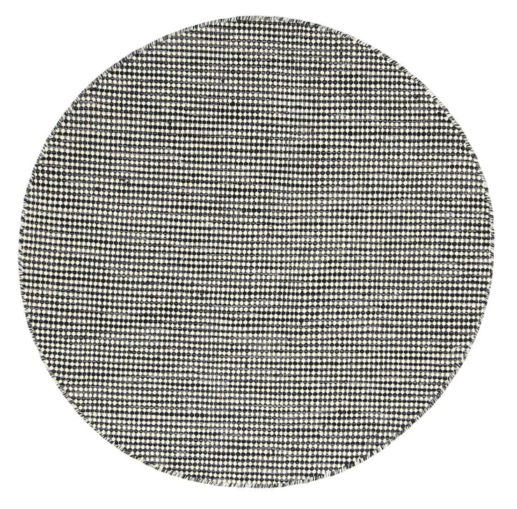  Natural Fibres Scandi Nord Charcoal Reversible Wool Round Hand Woven Floor Rug - 1