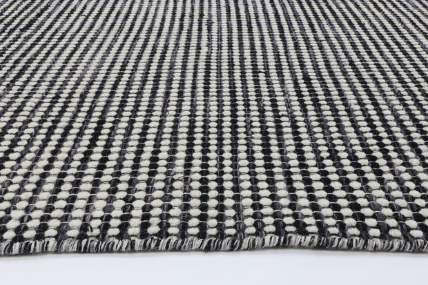  Natural Fibres Scandi Nord Charcoal Reversible Wool Round Hand Woven Floor Rug - 6