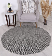  Natural Fibres Scandi Nord Charcoal Reversible Wool Round Hand Woven Floor Rug - 2