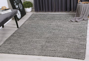  Natural Fibres Scandi Nord Charcoal Reversible Wool Round Hand Woven Floor Rug - 9