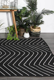  Natural Fibres Artisan Black Natural Chevron Jute Hand Woven Floor Rug  - 3