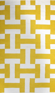  Natural Fibres Modern Canal Yellow - 100% Cotton Hand Woven Floor Rug  - 3