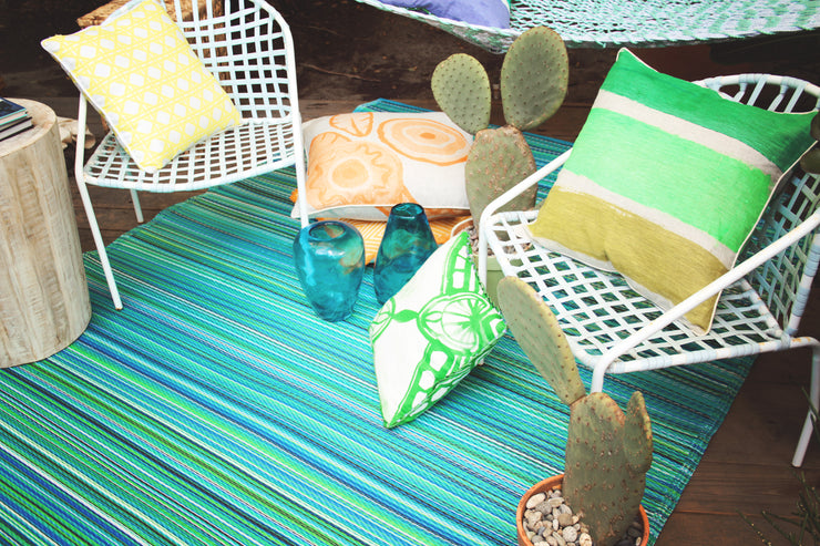  Natural Fibres Cancun Aqua Recycled Plastic Indoor Outdoor Hand Woven Floor Rug  - 4