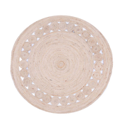  Natural Fibres Jute - Dot RoseBleach Jute Hand Woven Circular Hand Woven Floor Rug  - 1