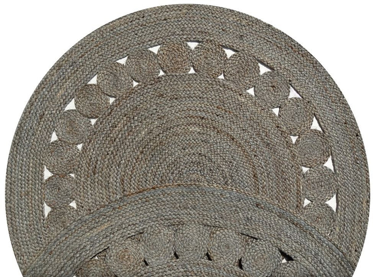  Natural Fibres Jute - Dot Rose Grey Jute Hand Woven Circular Hand Woven Floor Rug  - 3