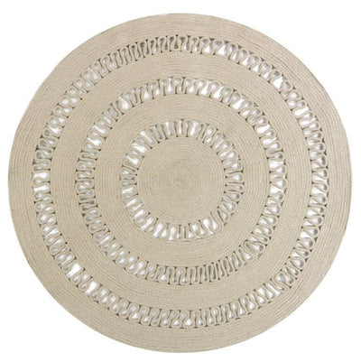  Natural Fibres Dotti Taupe Hand Loomed Circular Cotton Hand Woven Floor Rug  - 1