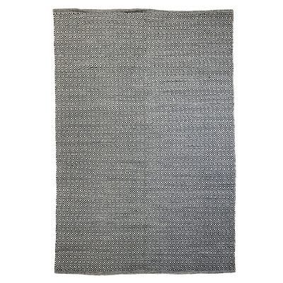  Natural Fibres Diamond Waves Charcoal - 100% Cotton Hand Woven Floor Rug  - 1