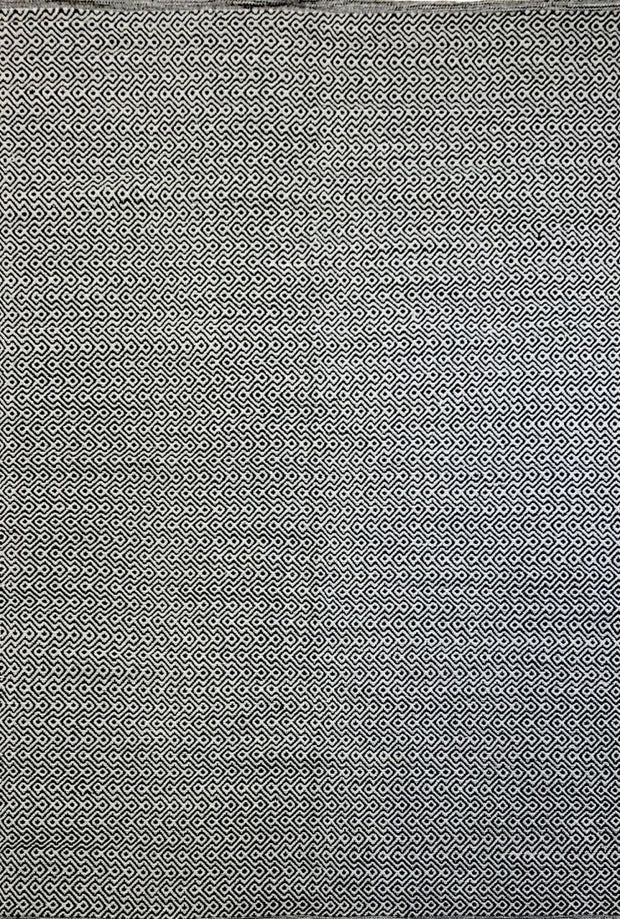  Natural Fibres Diamond Waves Charcoal - 100% Cotton Hand Woven Floor Rug  - 4