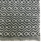  Natural Fibres Diamond Waves Charcoal Runner - 100% Cotton Hand Woven Floor Rug  - 2