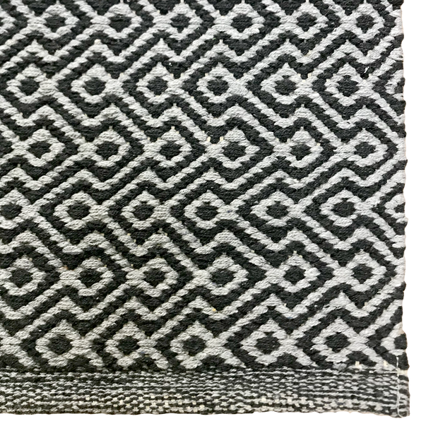  Natural Fibres Diamond Waves Charcoal - 100% Cotton Hand Woven Floor Rug  - 2