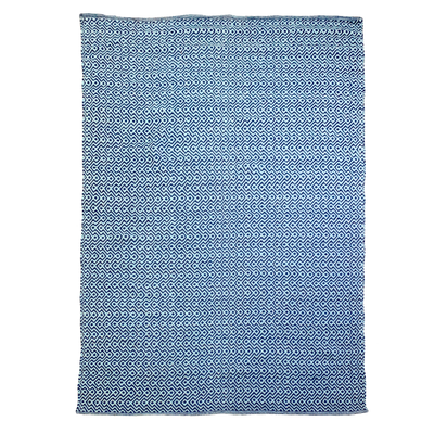  Natural Fibres Diamond Waves Ocean - 100% Cotton Hand Woven Floor Rug  - 1