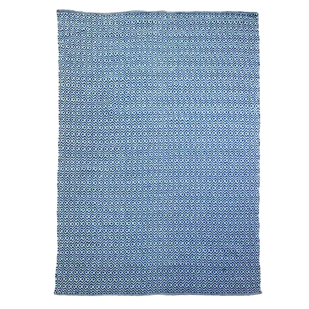  Natural Fibres Diamond Waves Ocean - 100% Cotton Hand Woven Floor Rug  - 1