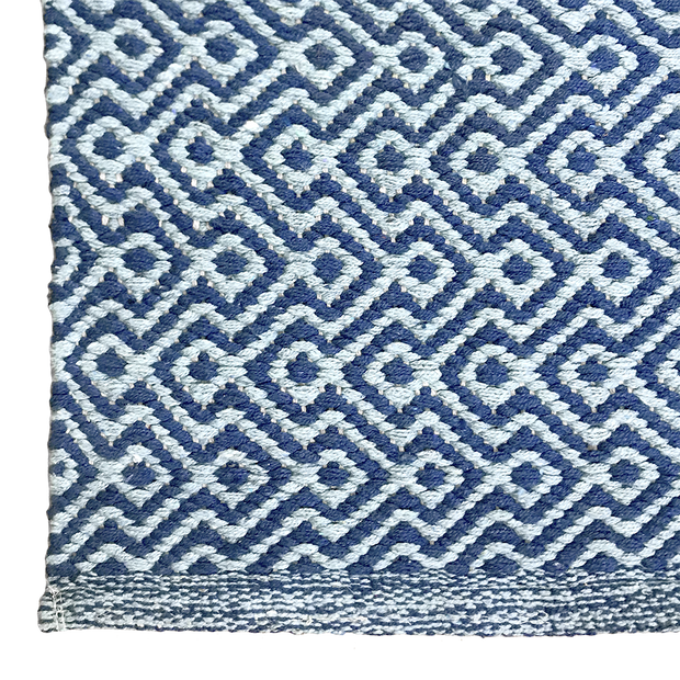  Natural Fibres Diamond Waves Ocean Runner - 100% Cotton Hand Woven Floor Rug  - 2