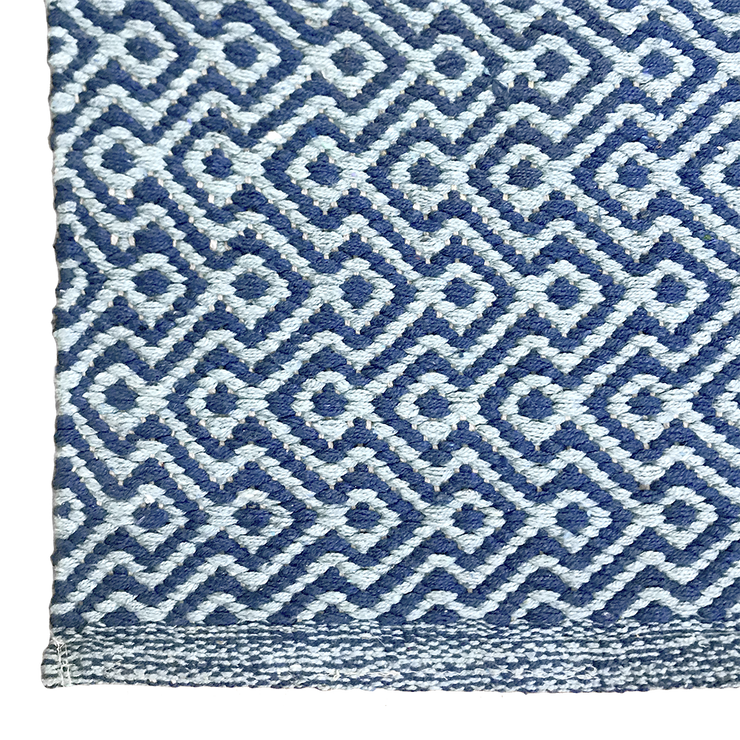  Natural Fibres Diamond Waves Ocean - 100% Cotton Hand Woven Floor Rug  - 2
