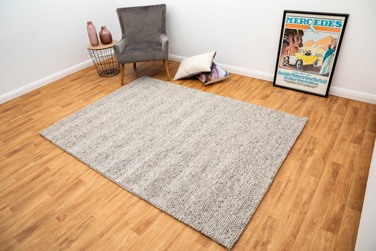 Natural Fibres Diva Silver Braided Hand Loomed Wool and Viscose Blend Hand Woven Floor Rug  - 5