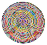  Natural Fibres Gola Multi Hand Loomed Circular Cotton Hand Woven Floor Rug  - 2