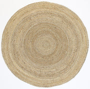  Natural Fibres Zari Gold Jute Round Hand Woven Floor Rug  - 2