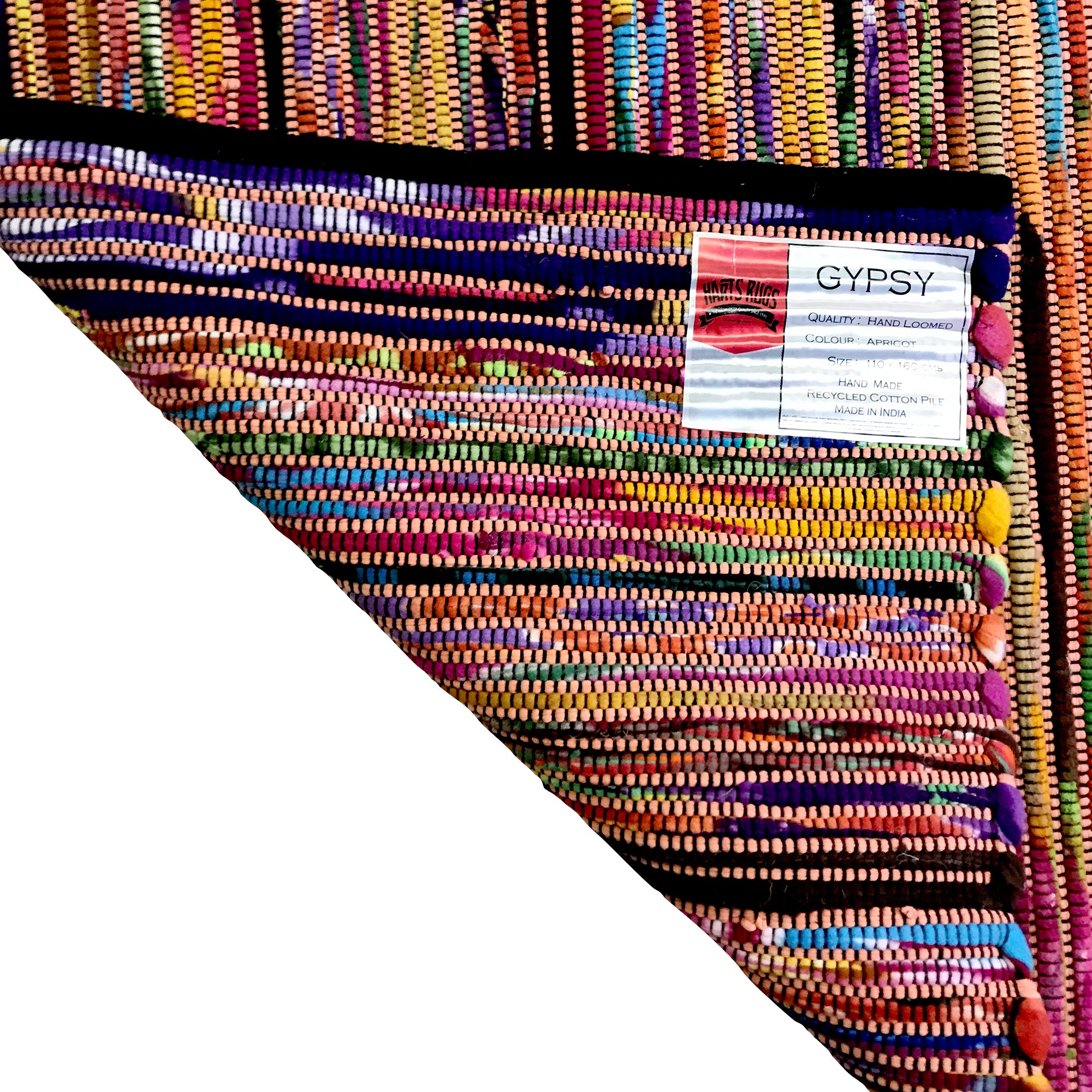Gypsy Apricot Colourful Hand Woven Cotton & Recyled Fibre Rug - 6 Sizes