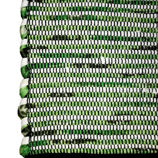  Natural Fibres Gypsy Green Hand Woven Floor Rug - Hand Woven Cotton & Recycled Fibre  - 3