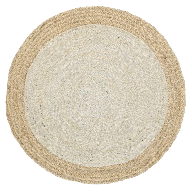  Natural Fibres Hampton Pearl Centre Round Jute Hand Woven Floor Rug - 1