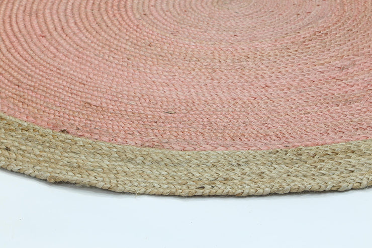  Natural Fibres Hampton Pink Centre Round Jute Hand Woven Floor Rug - 3