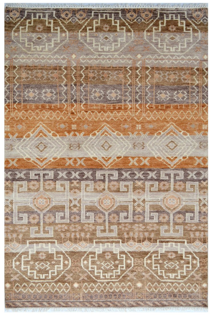  Natural Fibres Odyssey Brown Hand Knotted Floor Rug - 2