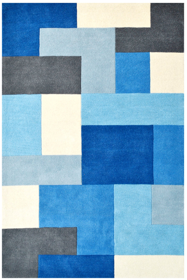  Natural Fibres Boxed Blue Hand Tufted Wool Hand Woven Floor Rug - 2