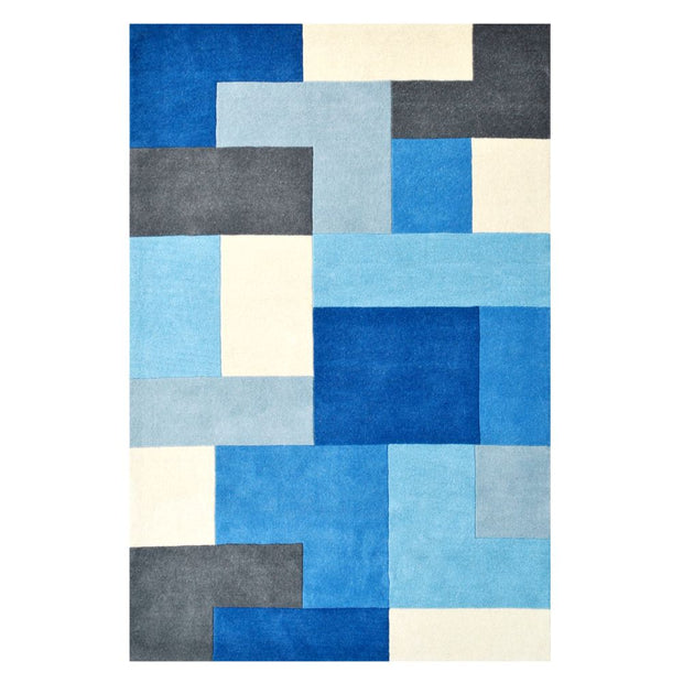  Natural Fibres Boxed Blue Hand Tufted Wool Hand Woven Floor Rug - 1