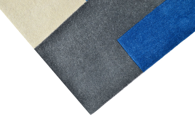  Natural Fibres Boxes Blue Hand Tufted Wool Floor Rug - 4