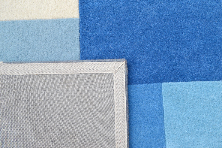  Natural Fibres Boxes Blue Hand Tufted Wool Floor Rug - 8