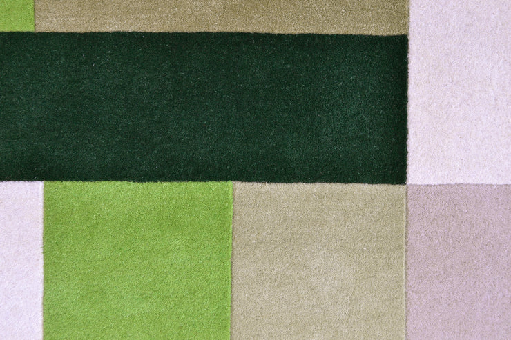  Natural Fibres Boxes Green Hand Tufted Wool Floor Rug - 4