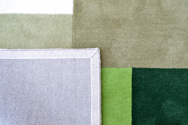  Natural Fibres Boxes Green Hand Tufted Wool Floor Rug - 6