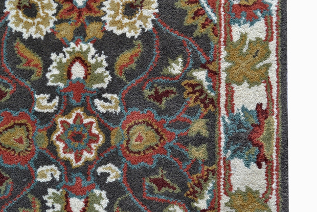 Kashan Grey / Cream - Hand Tufted Wool Rectangle Floor Rug