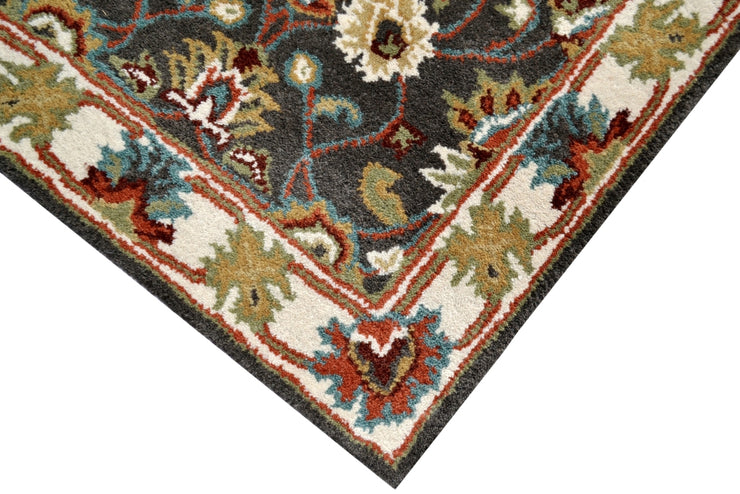 Kashan Grey / Cream - Hand Tufted Wool Rectangle Floor Rug
