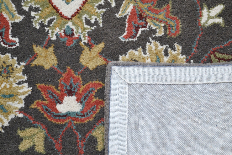Kashan Grey / Cream - Hand Tufted Wool Circular Floor Rug
