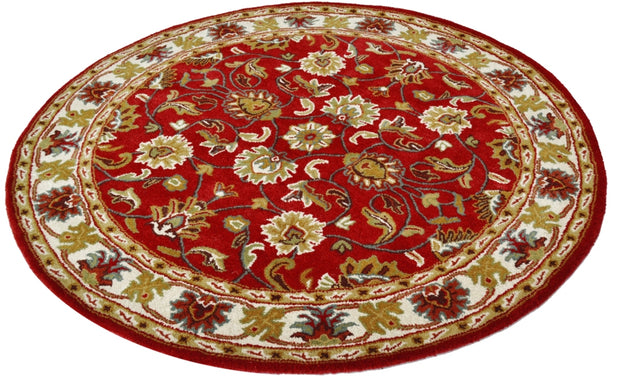 Kashan Red / Cream - Hand Tufted Wool Circular Floor Rug