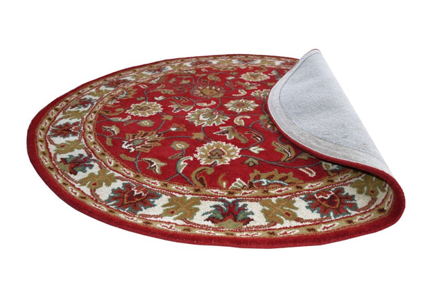 Kashan Red / Cream - Hand Tufted Wool Circular Floor Rug