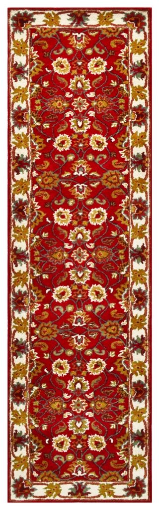 Kashan Red / Cream - Hand Tufted Wool Runner Floor Rug